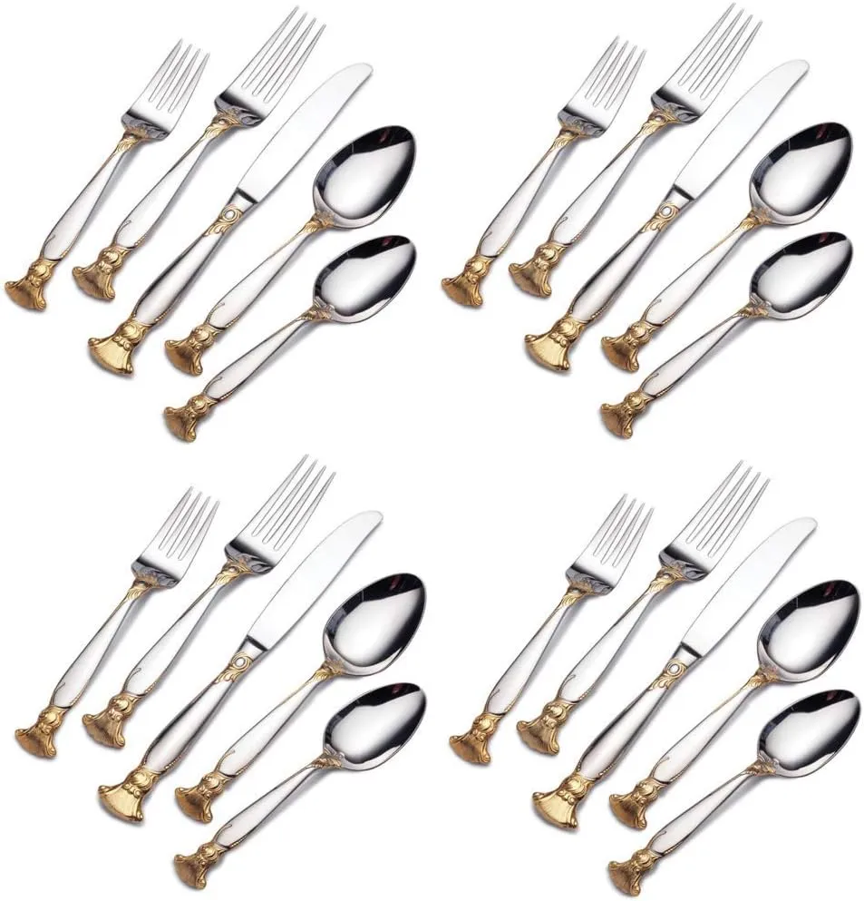 Wallace Salacia Gold Accent 18/10 Stainless 20pc Flatware Set (Service for Four)