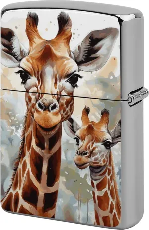 Watercolor Deer GiraffeLighter Case Waterproof Lighter Sleeve Lighters Protective Cover with Graffiti Design