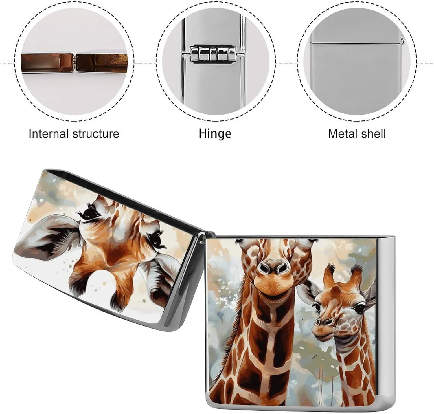 Watercolor Deer GiraffeLighter Case Waterproof Lighter Sleeve Lighters Protective Cover with Graffiti Design