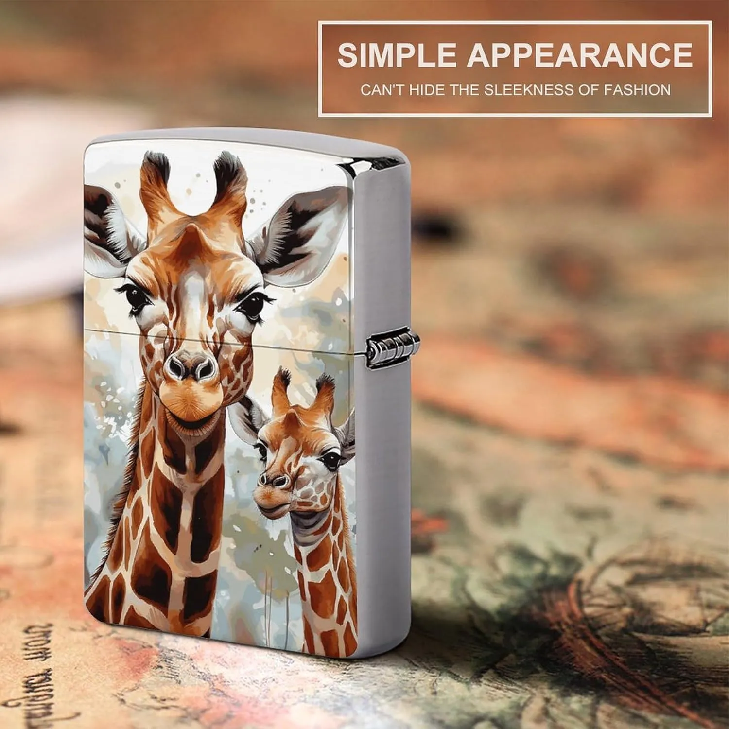 Watercolor Deer GiraffeLighter Case Waterproof Lighter Sleeve Lighters Protective Cover with Graffiti Design
