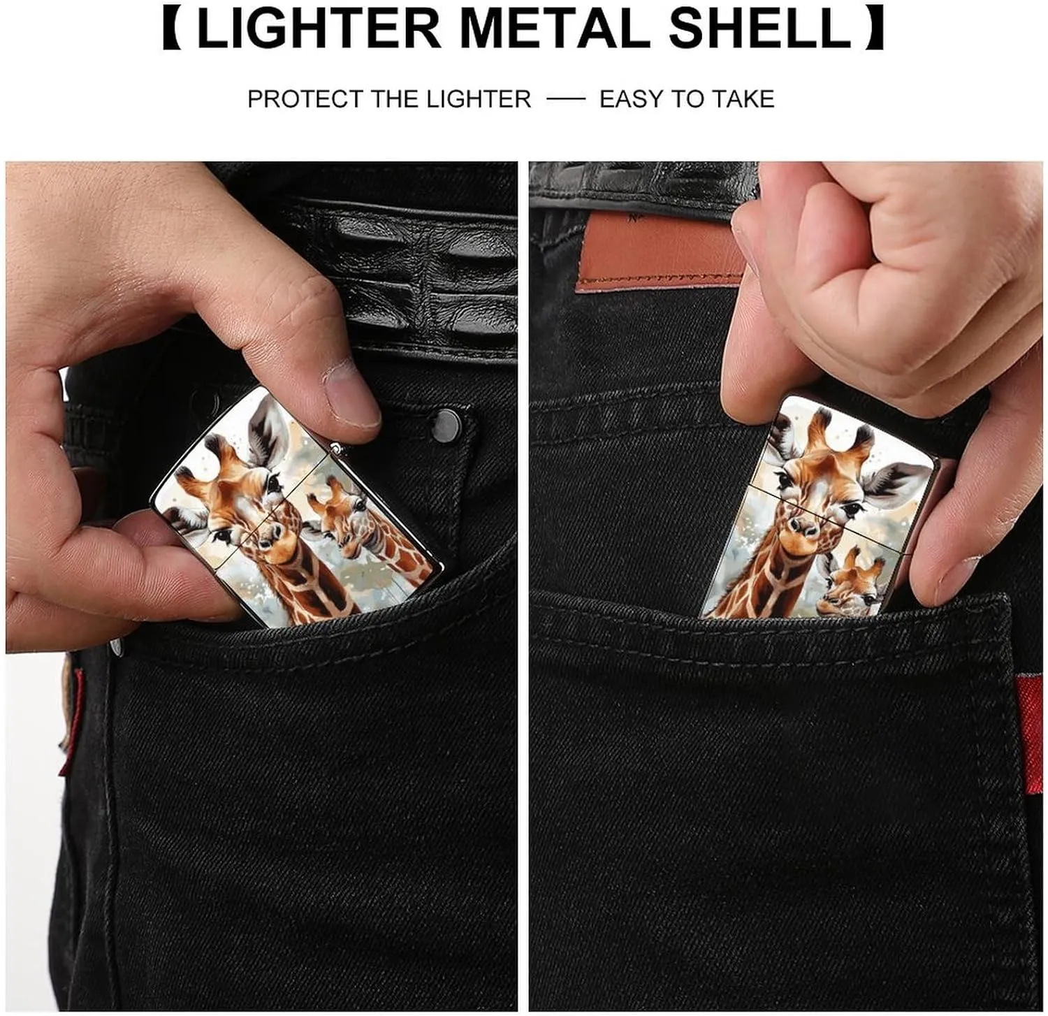 Watercolor Deer GiraffeLighter Case Waterproof Lighter Sleeve Lighters Protective Cover with Graffiti Design