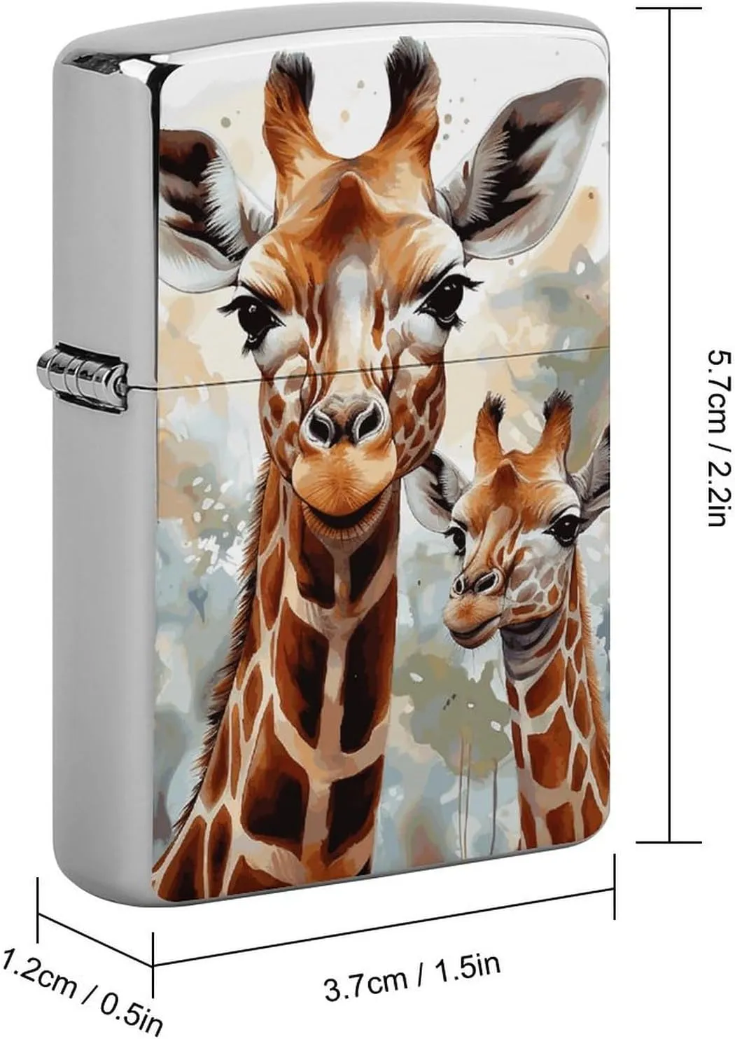 Watercolor Deer GiraffeLighter Case Waterproof Lighter Sleeve Lighters Protective Cover with Graffiti Design