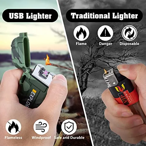 Waterproof Electric Dual Arc Lighter,USB Rechargeable Plasma Lighters
