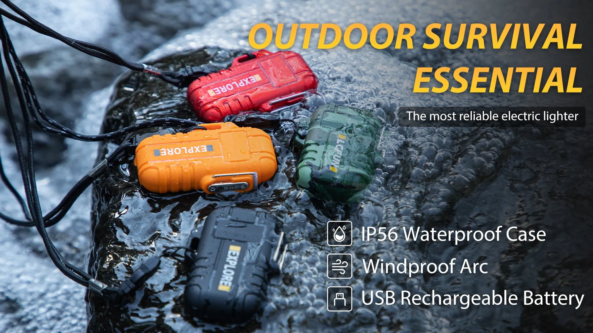 Waterproof Electric Dual Arc Lighter,USB Rechargeable Plasma Lighters