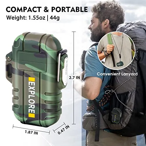 Waterproof Electric Dual Arc Lighter,USB Rechargeable Plasma Lighters