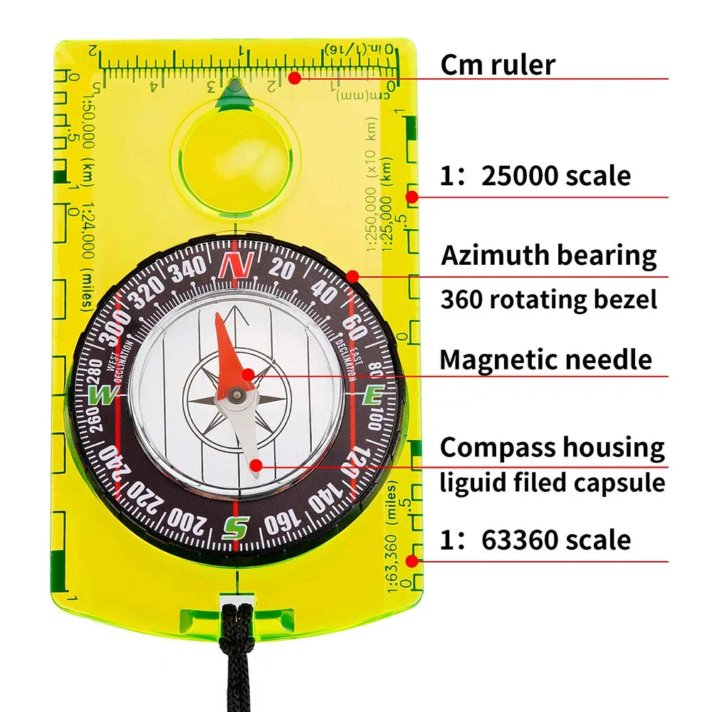 Waterproof Outdoor Compass - Essential Navigation Tool for Hiking, Camping, and Orienteering