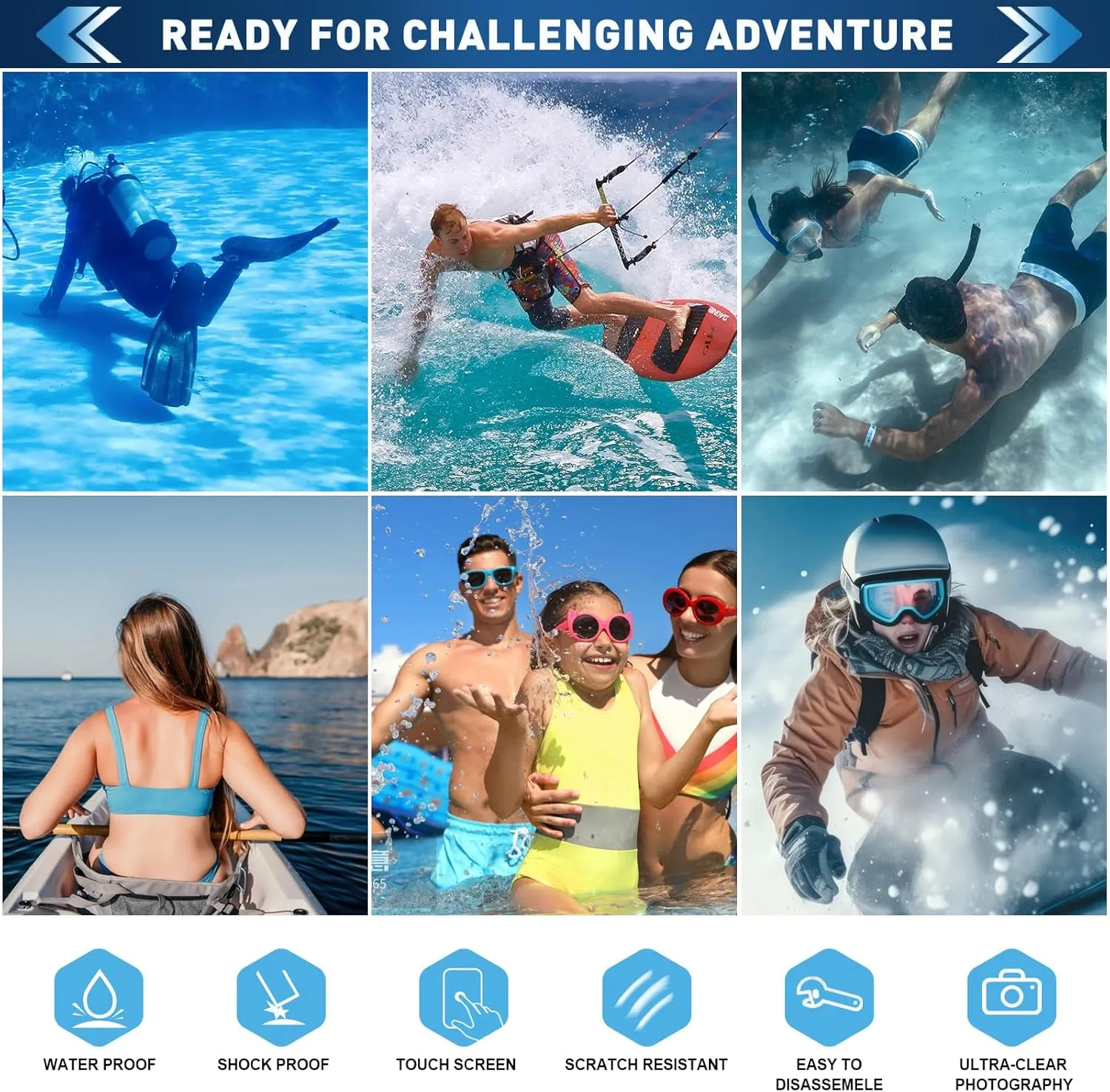 Waterproof Phone Case, Outdoor Diving Snorkeling Swimming Surfing Cover, Underwater Touch Screen Housing for iPhone 16 Pro Max Samsung S25 Ultra No More Than 6.9 Inch (Black Orange, 4TH GEN)