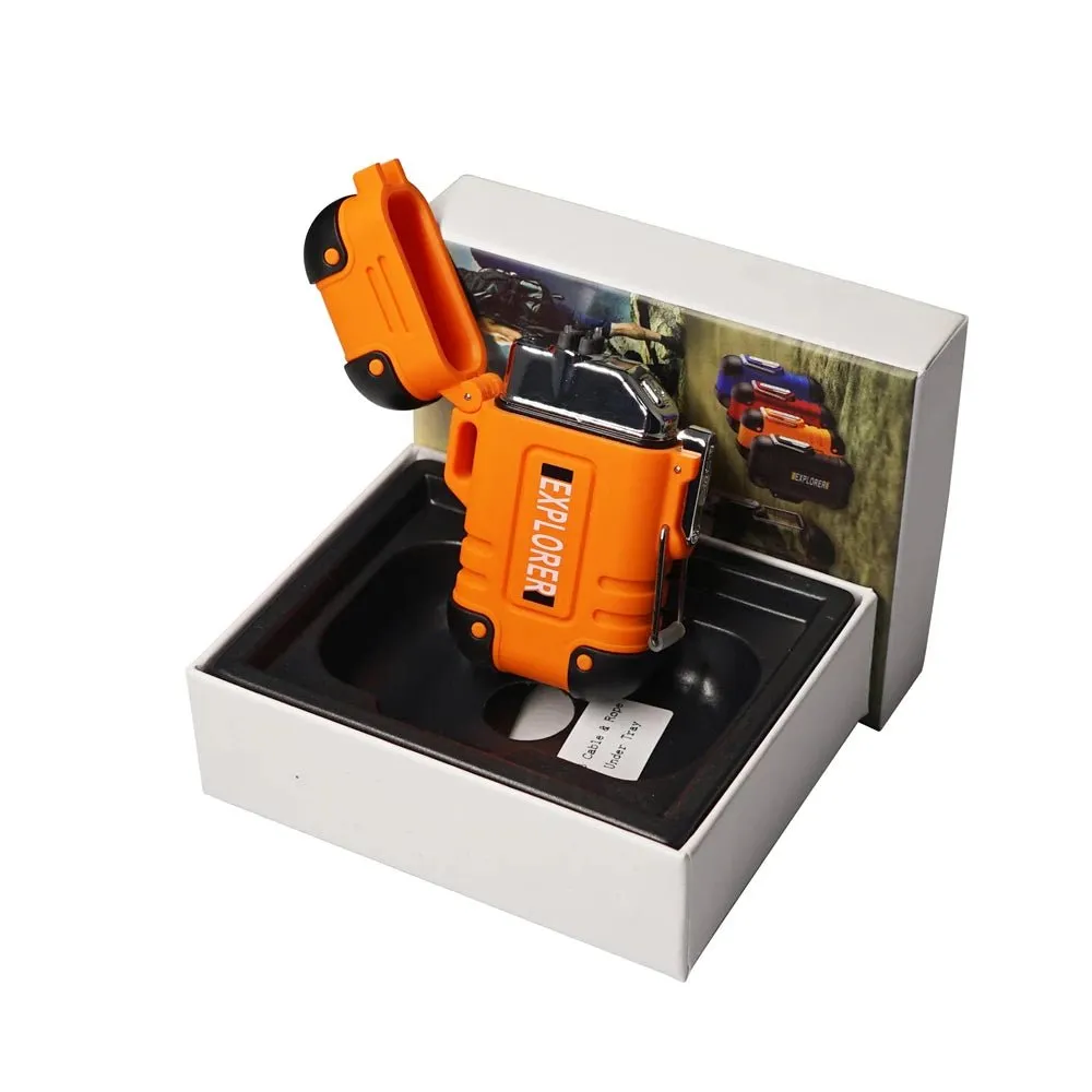 Waterproof USB Charging Electric Lighter Dual Arc Lighter Flameless Plasma Lighter Outdoor Hiking Camping Smoking Accessories