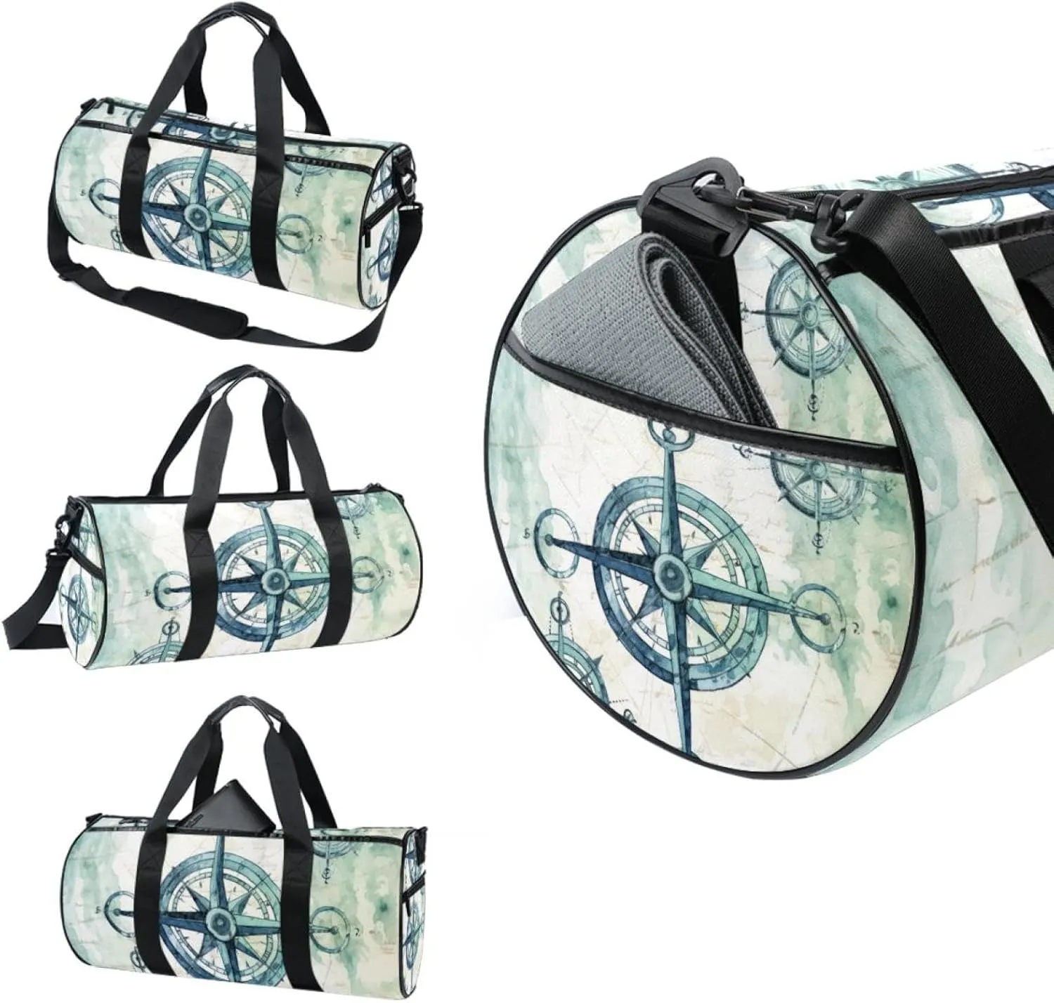 Weekender Travel Bag,Small Gym Bag,Sea Anchor Compass World Map,Gym Duffle Bag
