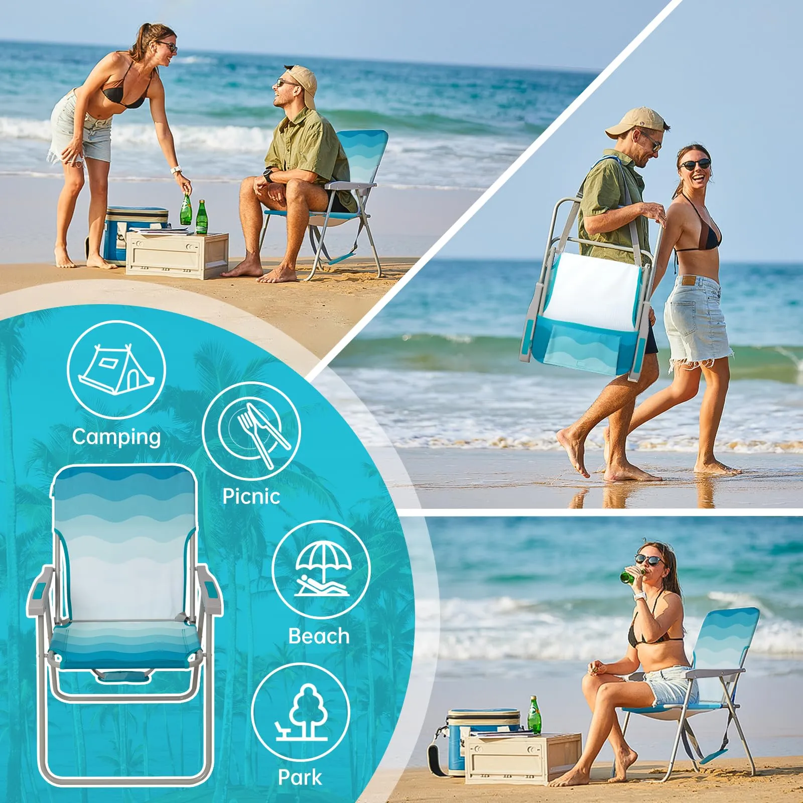 WEJOY Folding Beach Chair Outward Lawn Chair