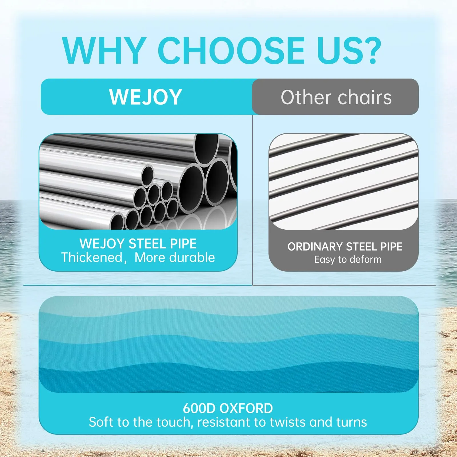 WEJOY Folding Beach Chair Outward Lawn Chair