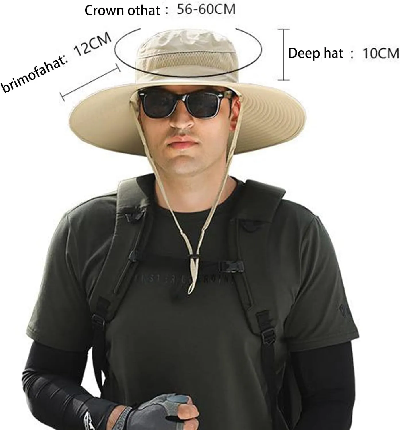 Wide Brim Solar Fan Hats for Men, UPF 50  Solar Fan Sun Hat for Camping Hiking Outdoor Fishing Beach
