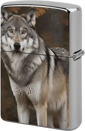 Wild Wild Gray Wolf Lighter Case Waterproof Lighter Sleeve Lighters Protective Cover with Graffiti Design