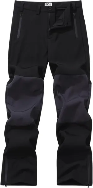 Winter Snow Pants for Men, Waterproof Fleece Lined Zipper Bottom Leg Snowboard Ski Pants for Outdoor Hiking Camping
