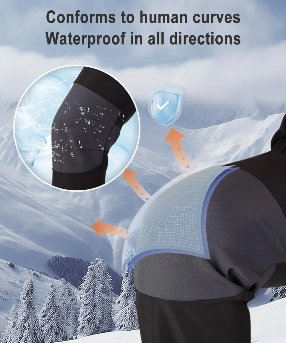 Winter Snow Pants for Men, Waterproof Fleece Lined Zipper Bottom Leg Snowboard Ski Pants for Outdoor Hiking Camping