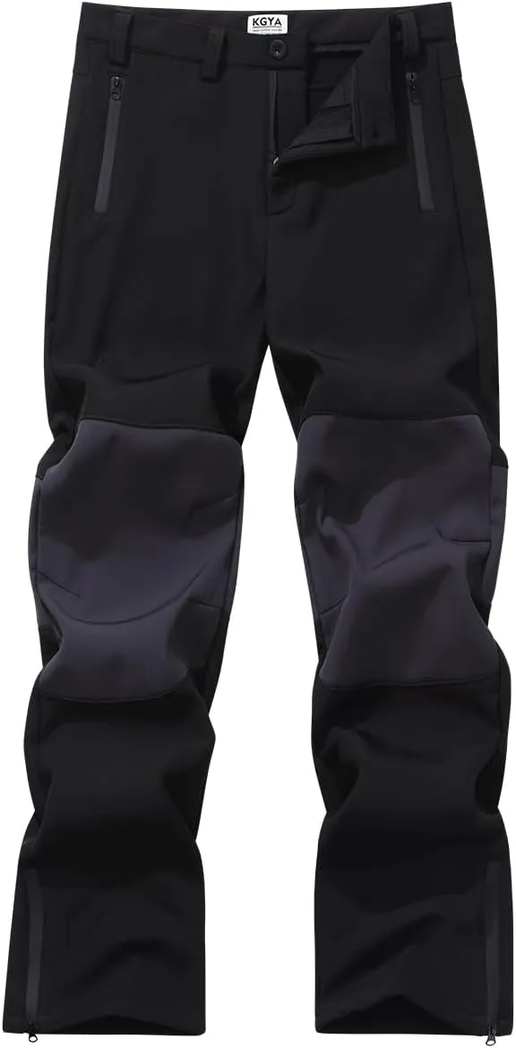 Winter Snow Pants for Men, Waterproof Fleece Lined Zipper Bottom Leg Snowboard Ski Pants for Outdoor Hiking Camping