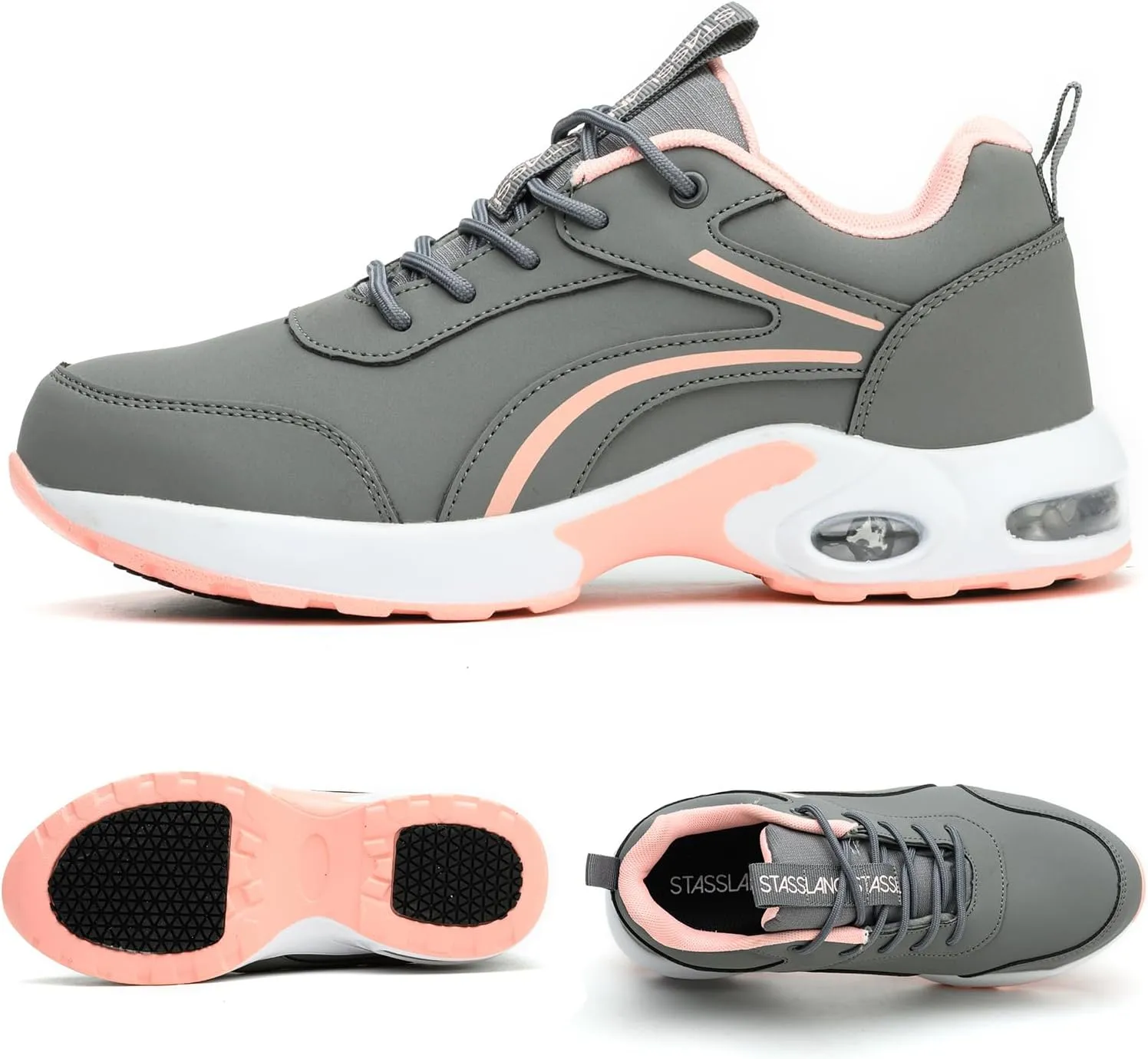 Women's Waterproof Steel Toe Work Safety Shoes, Non-Slip, Puncture-Proof, Comfortable, Lightweight, Fashion Footwear, Construction, Industrial Shoes