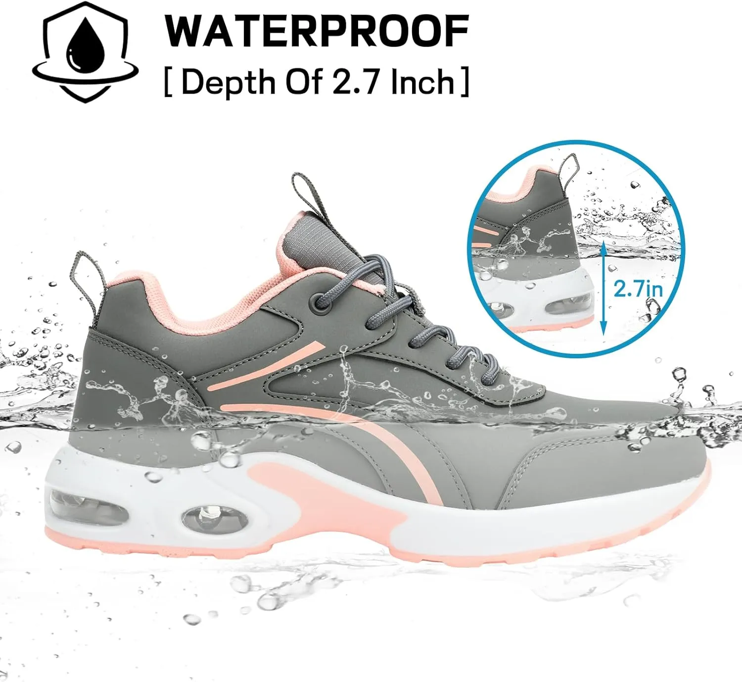 Women's Waterproof Steel Toe Work Safety Shoes, Non-Slip, Puncture-Proof, Comfortable, Lightweight, Fashion Footwear, Construction, Industrial Shoes