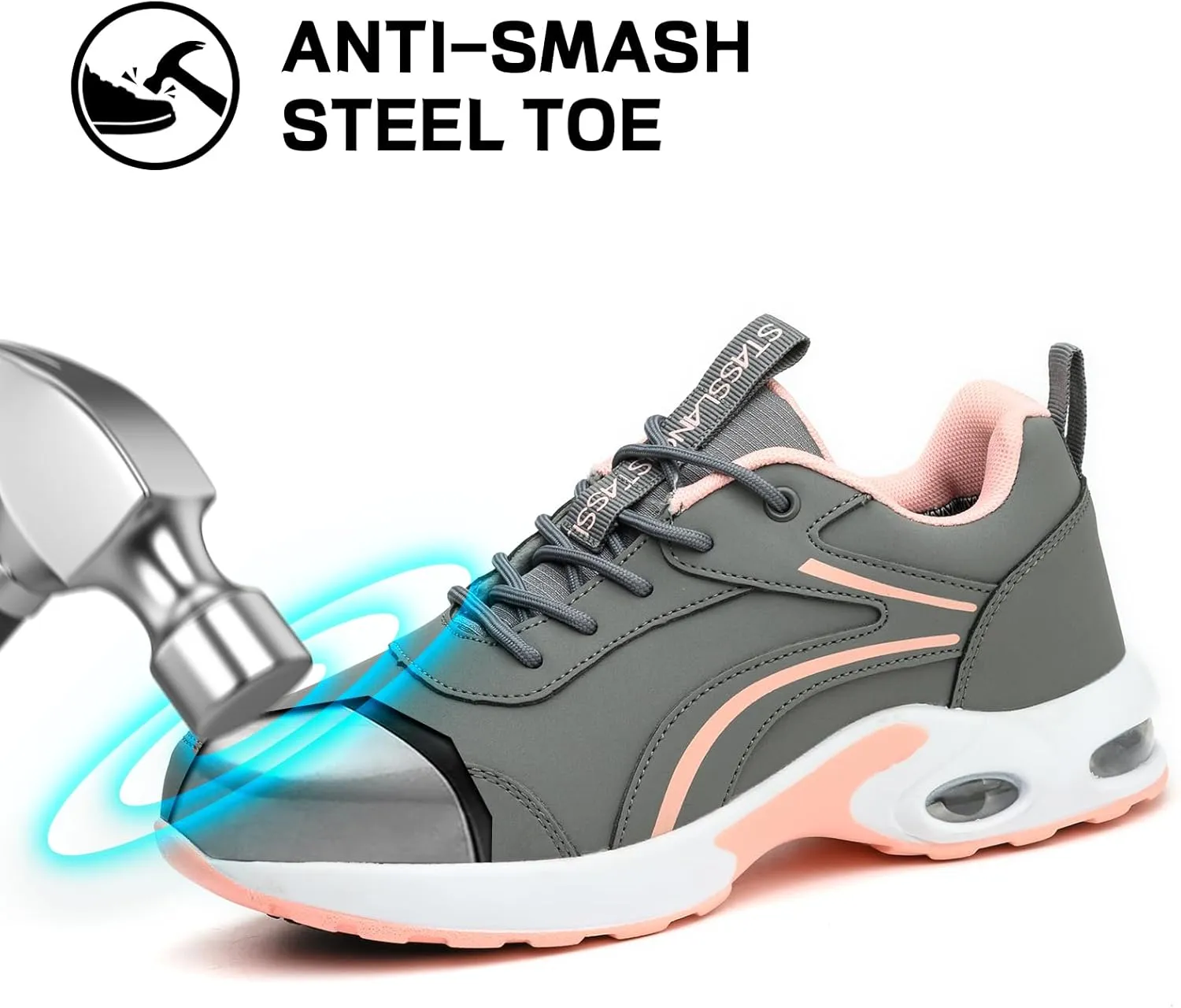 Women's Waterproof Steel Toe Work Safety Shoes, Non-Slip, Puncture-Proof, Comfortable, Lightweight, Fashion Footwear, Construction, Industrial Shoes