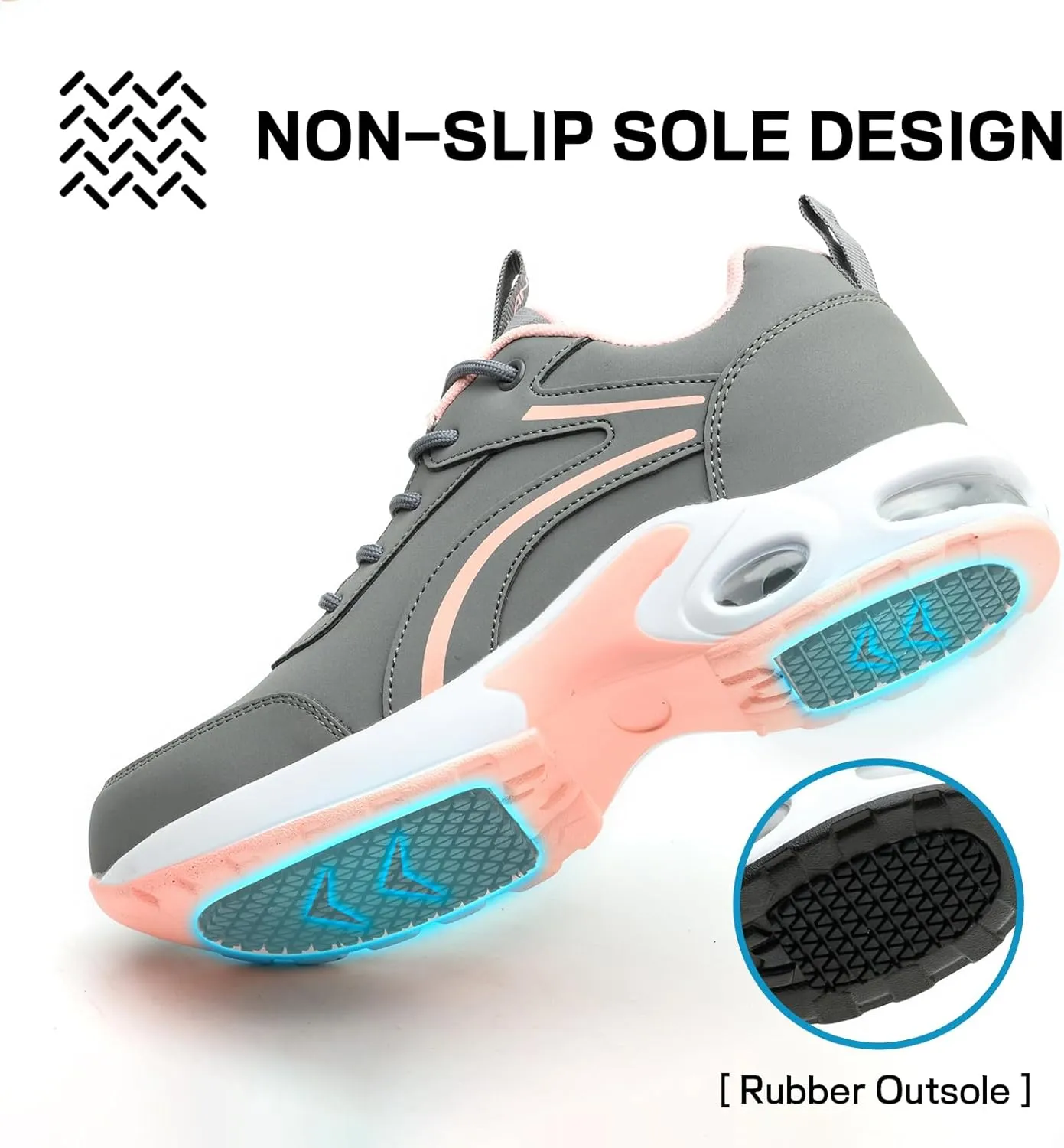 Women's Waterproof Steel Toe Work Safety Shoes, Non-Slip, Puncture-Proof, Comfortable, Lightweight, Fashion Footwear, Construction, Industrial Shoes