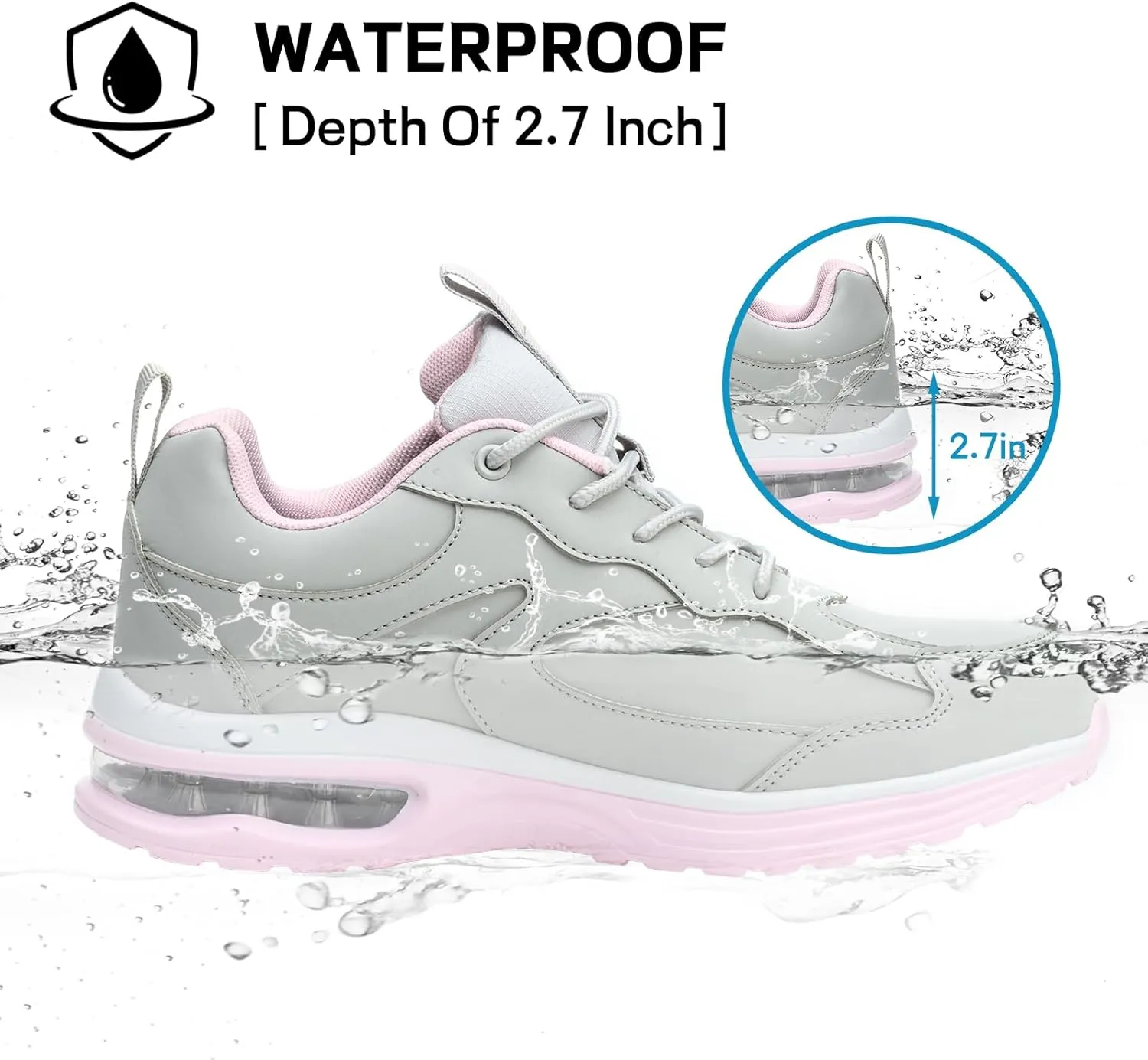 Women's Waterproof Steel Toe Work Safety Shoes, Non-Slip, Puncture-Proof, Comfortable, Lightweight, Fashion Footwear, Construction, Industrial Shoes