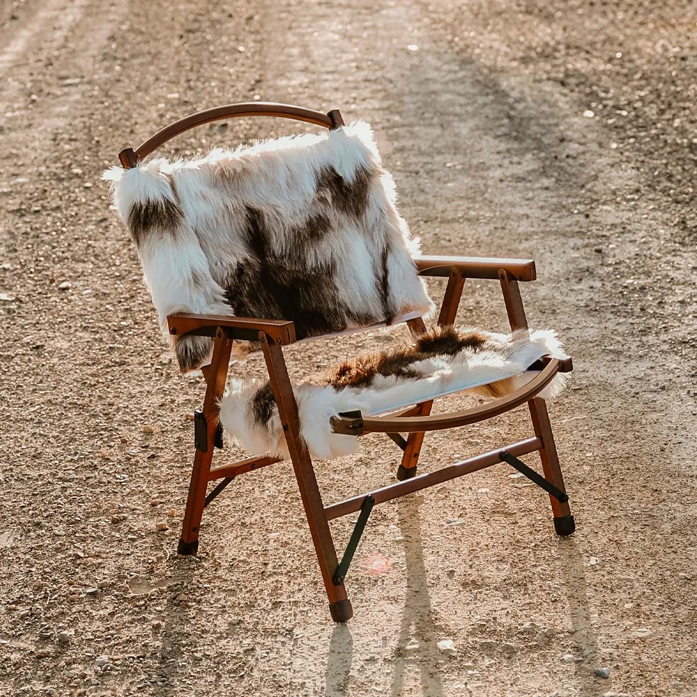 Wood Camping Chair - Reindeer Faux Fur