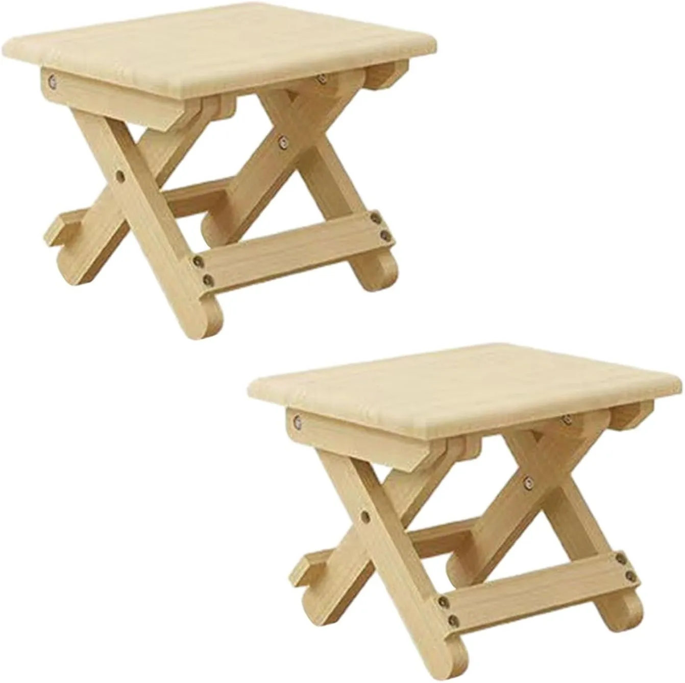 Wooden Foldable Camping Stool Backyard Stool 9.4x7.8x7.8inch Picnic Stool Portable Chair for Foot Rest Multifunctional