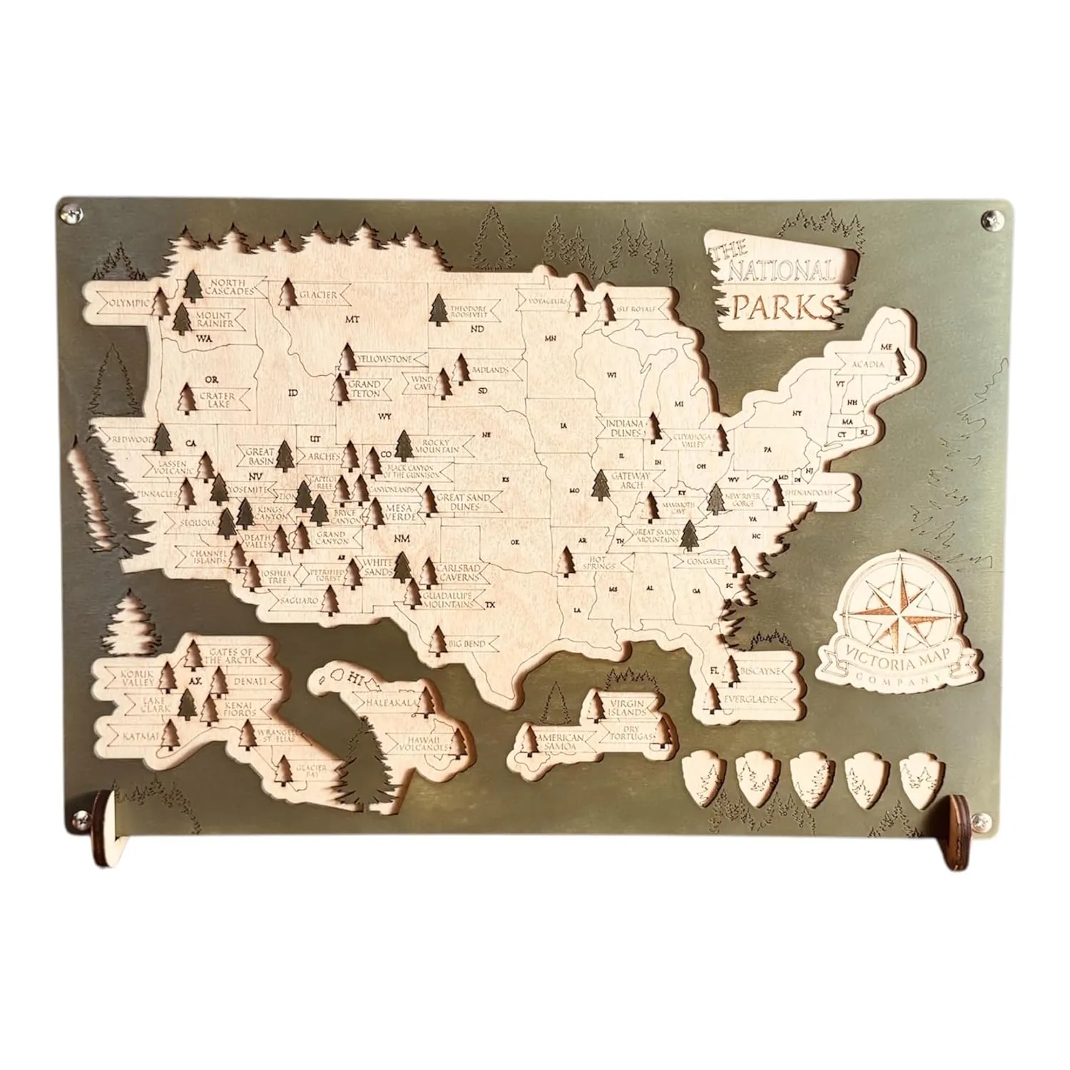 Wooden National Park Map – USA Travel Tracker Map for National Parks Visited – Rustic Wall Decor for Campers & Outdoor Enthusiasts – Adventure Gift for Travelers