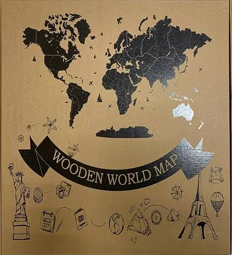 Wooden World Map 3D Art Large Wall Decor - Size (M &amp; L &amp; XL) Any Occasion Gift Idea - Wall Art For Home &amp; Kitchen or Office (COFFEE, 83,86" x 44,49")