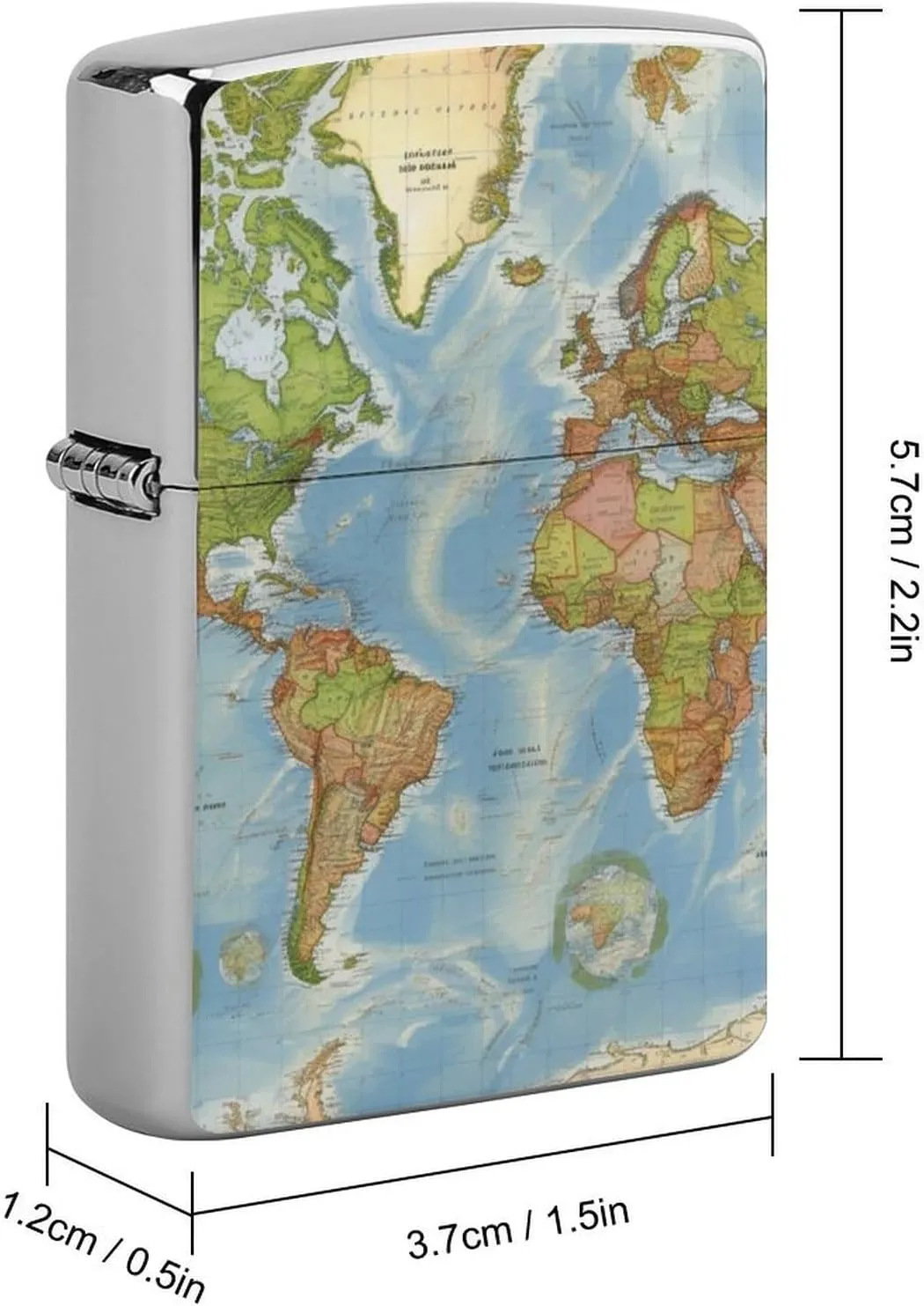 World Map Lighter Case Double-Sided Graffiti Lighter Holder - Metal Lighters Protective Cover, Universal Fit for Standard Lighters, Stylish Gift for Men & Women