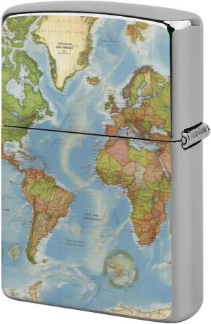 World Map Lighter Case Double-Sided Graffiti Lighter Holder - Metal Lighters Protective Cover, Universal Fit for Standard Lighters, Stylish Gift for Men & Women