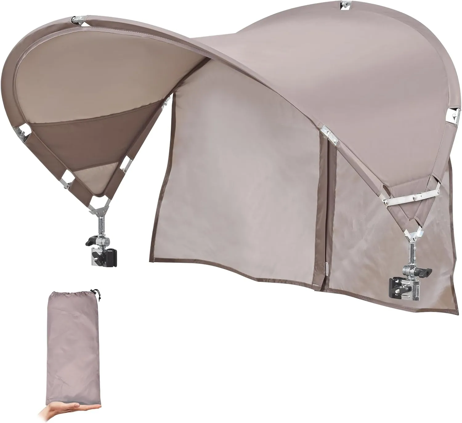 XL Universal Chair Canopy Umbrella, UPF 50  Foldable Sun Shade Attachment with Adjustable Clamp for Beach, Camping, Sports, Outdoor, Lawn, Tanning, Zero Gravity Chairs, Wagon, Wheelchair, Patented
