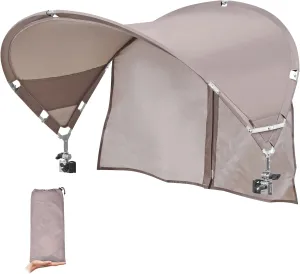 XL Universal Chair Canopy Umbrella, UPF 50  Foldable Sun Shade Attachment with Adjustable Clamp for Beach, Camping, Sports, Outdoor, Lawn, Tanning, Zero Gravity Chairs, Wagon, Wheelchair, Patented