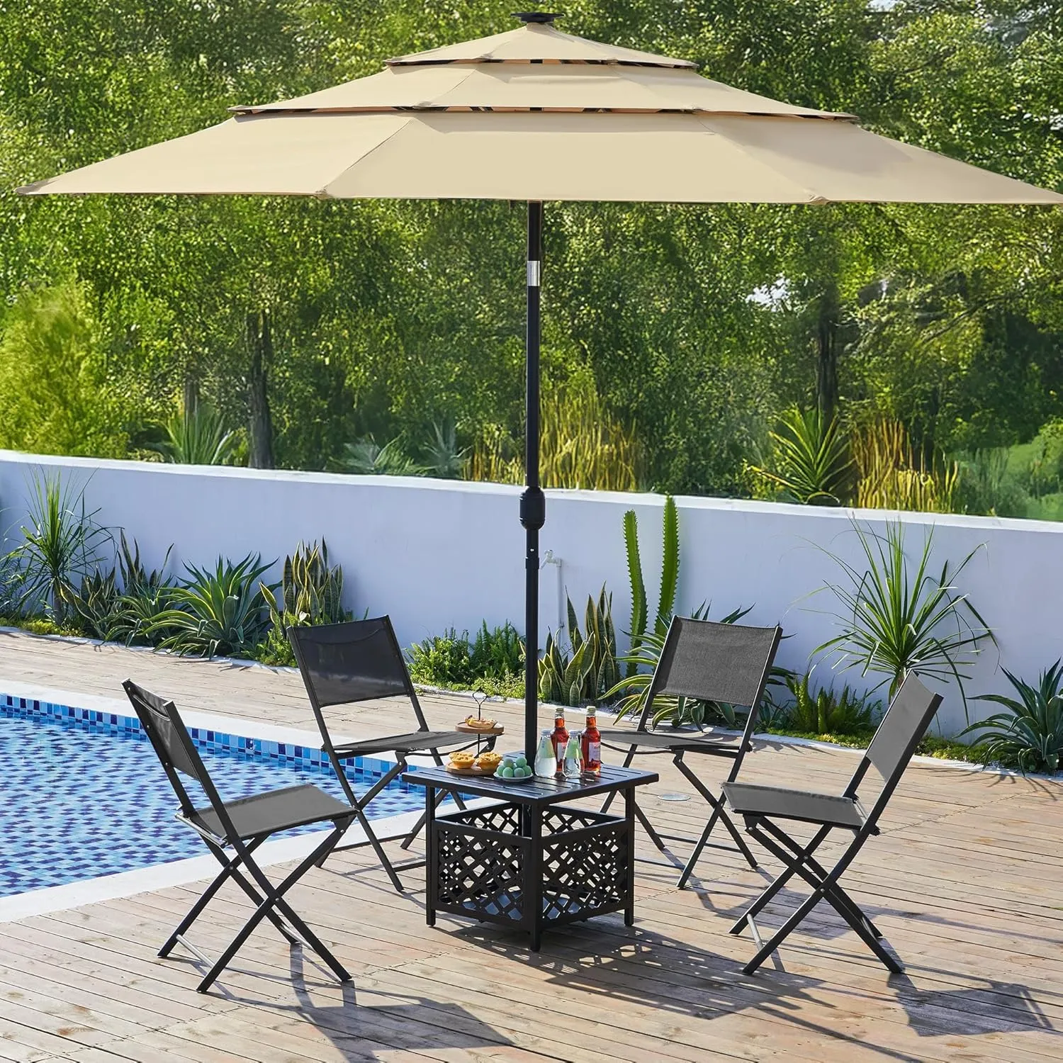 Yaheetech Folding Camping Chairs Set of 4 Portable Design, Outdoor Lawn Chairs Foldable with Metal Frame, Camping Furniture for Lawn, Beach, Yard and Garden, Black