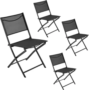 Yaheetech Folding Camping Chairs Set of 4 Portable Design, Outdoor Lawn Chairs Foldable with Metal Frame, Camping Furniture for Lawn, Beach, Yard and Garden, Black