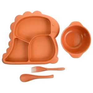 YARNOW 1 Set Dinosaur Divided Plate and Bowl with Fork and Spoon Cute Tableware for Safe and Fun Meals present for Vibrant