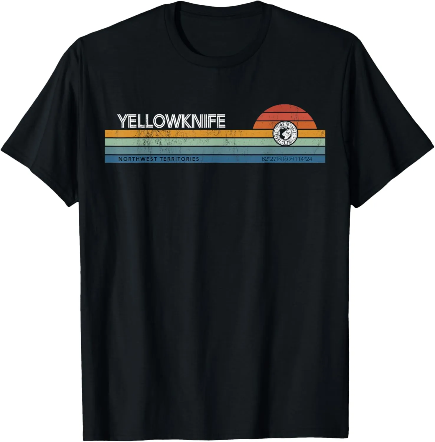 Yellowknife Northwest Territories Canada Retro Sunset Synth T-Shirt