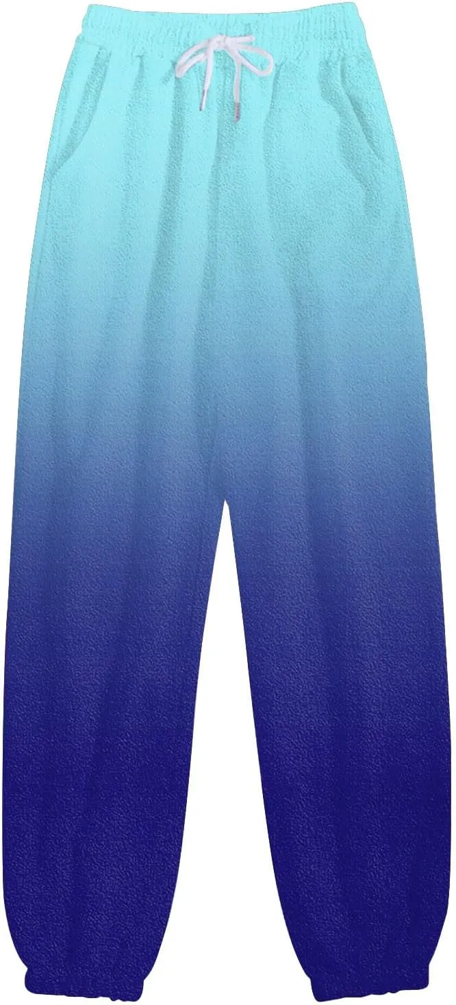 ZDRZK Womens Plus Size Pants Fashion Elastic High Waist Gradient Print Bunched Feet Sweatpants Baggy Soft Lounge Joggers