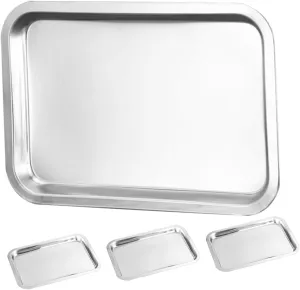 Zerodeko 4Pcs Stainless Steel Plates Easy to Clean Dinner Trays for Camping Picnics Home Use Food Storage Dishes
