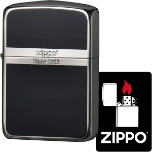 Zippo 1941BK-Z Windproof Brass Lighter Double-Sided 1941 Replica with Special Sticker Black