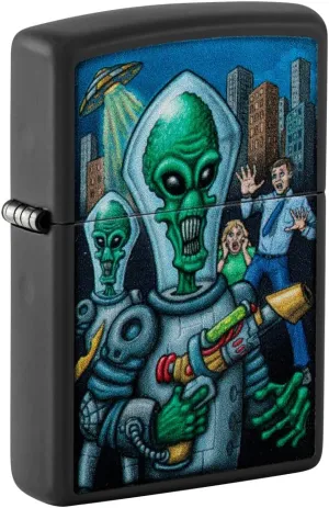 Zippo Alien Attack Design Black Matte Pocket Lighter