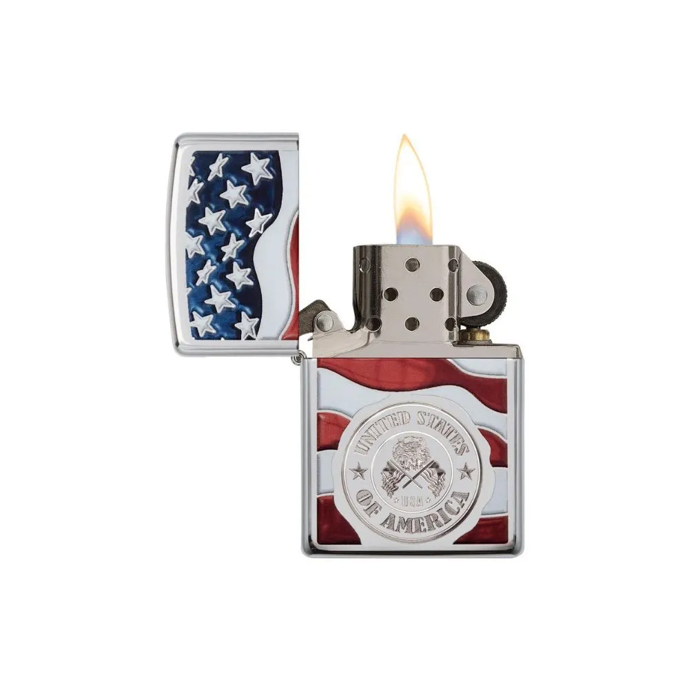 Zippo American Stamp on Flag Lighter