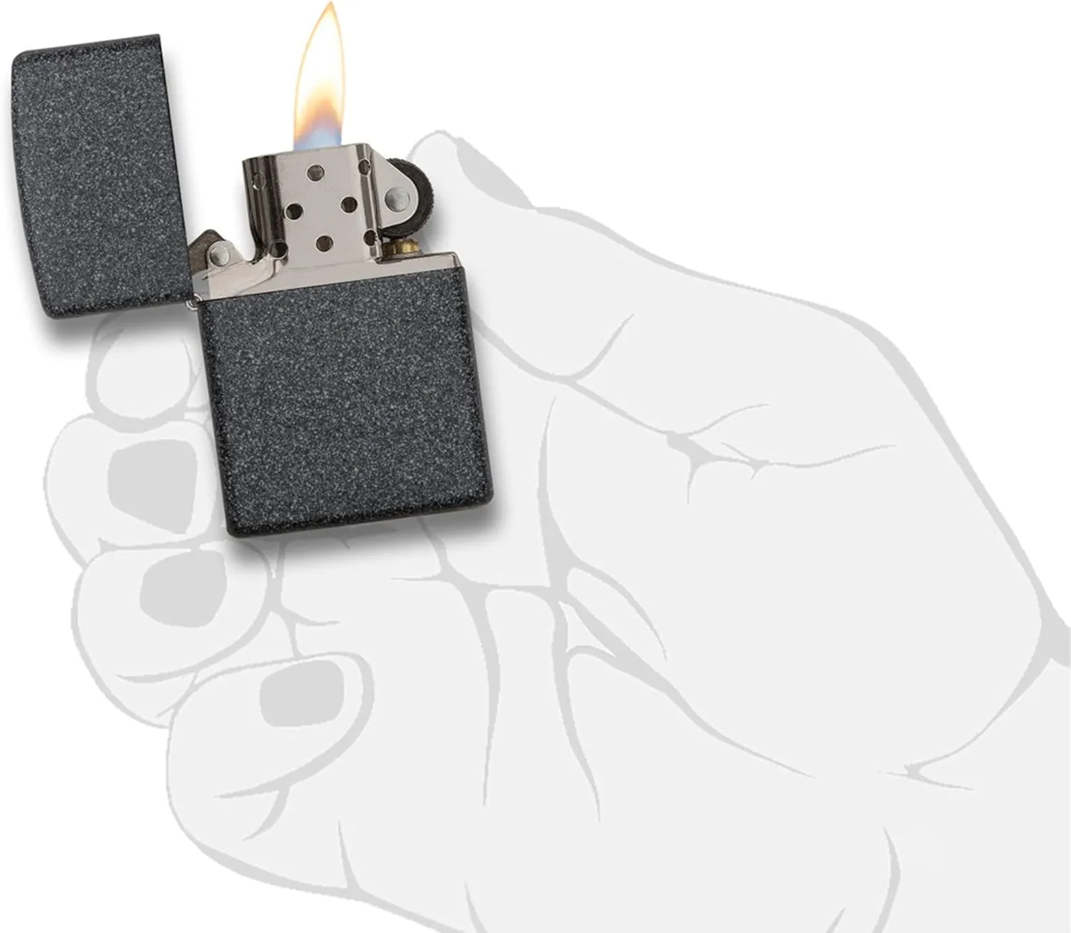 Zippo Classic Iron Stone Pocket Lighter, Black