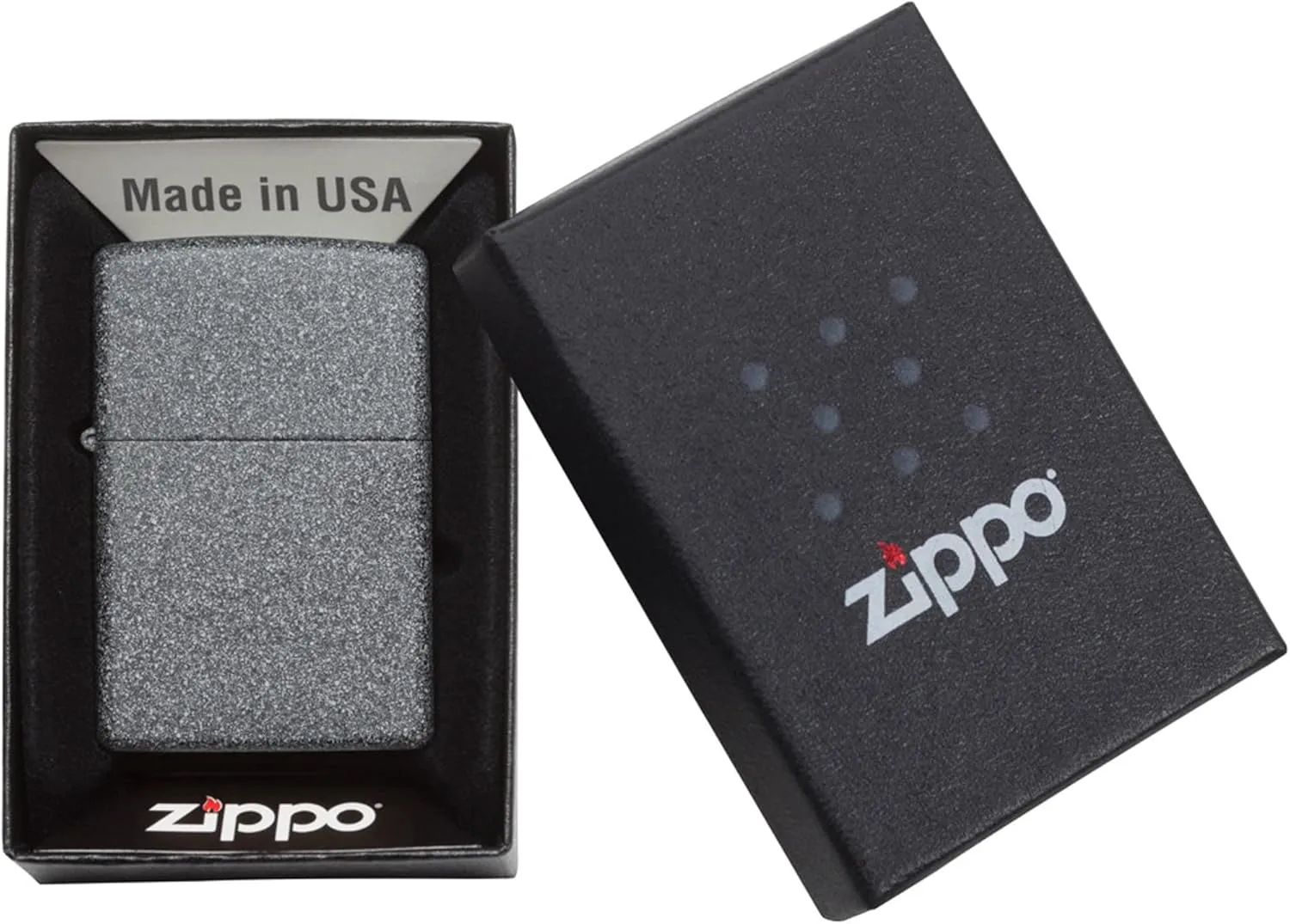 Zippo Classic Iron Stone Pocket Lighter, Black
