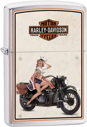 Zippo Harley-Davidson US Marine Brushed Chrome Pocket Lighter