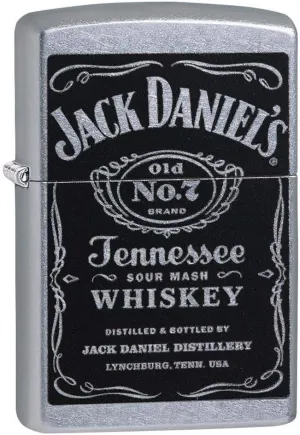 Zippo Jack Daniel's Tennessee Whiskey Label Street Chrome Pocket Lighter