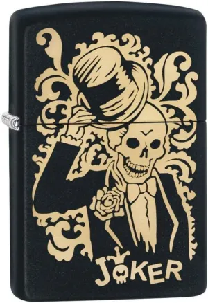 Zippo Joker Pocket Lighter, Black Matte Joker, One Size