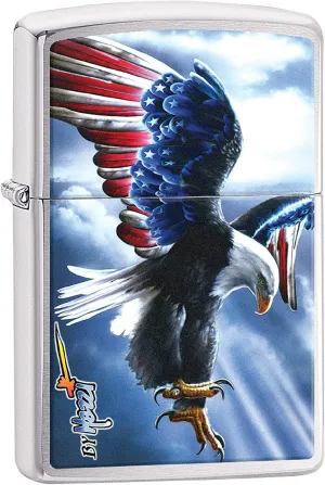 Zippo Lighter - Americana Eagle USA Flag Patriotic Windproof Lighter (Bird of Prey #Z502)