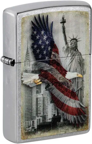Zippo Lighter: Bald Eagle and New York City - Street Chrome 81410