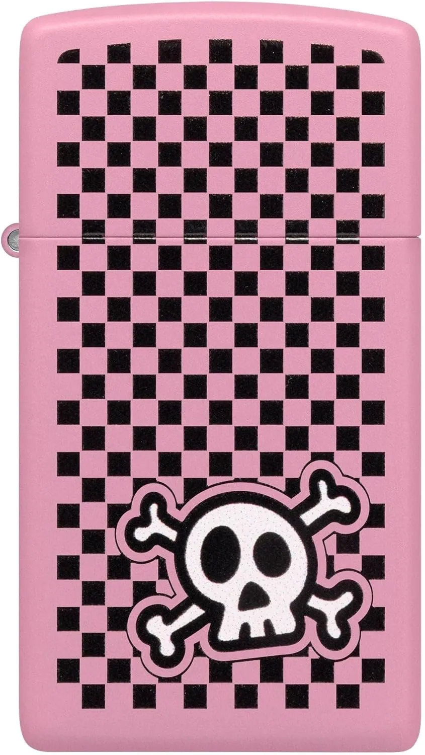 Zippo Lighter Checkered Skull, Windproof, Custom Designed, Stainless Steel Body